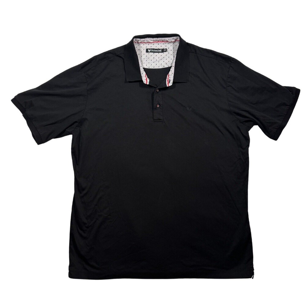 Buttercloth Shirt Mens 2XL Black Polo Cotton Short Sleeve